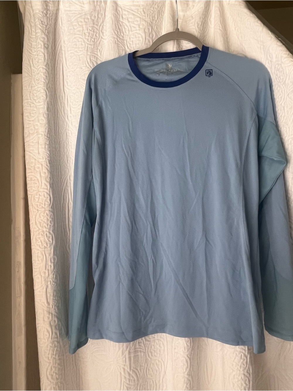 Romfh Equestrian Light Blue Long-Sleeve Performance Tee with Navy Trim